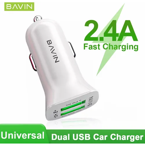 Bavin Auto punjač 2XUSB 2,4A bela slika 1