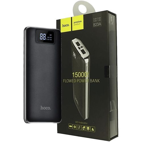 hoco. Punjač prijenosni za mobitele, 15000 mAh, 1 A/2.0 A, display - B23A Flowed Power Bank slika 1