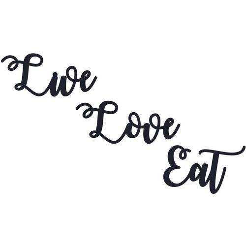 Live Love Eat Black Decorative Wooden Wall Accessory slika 2