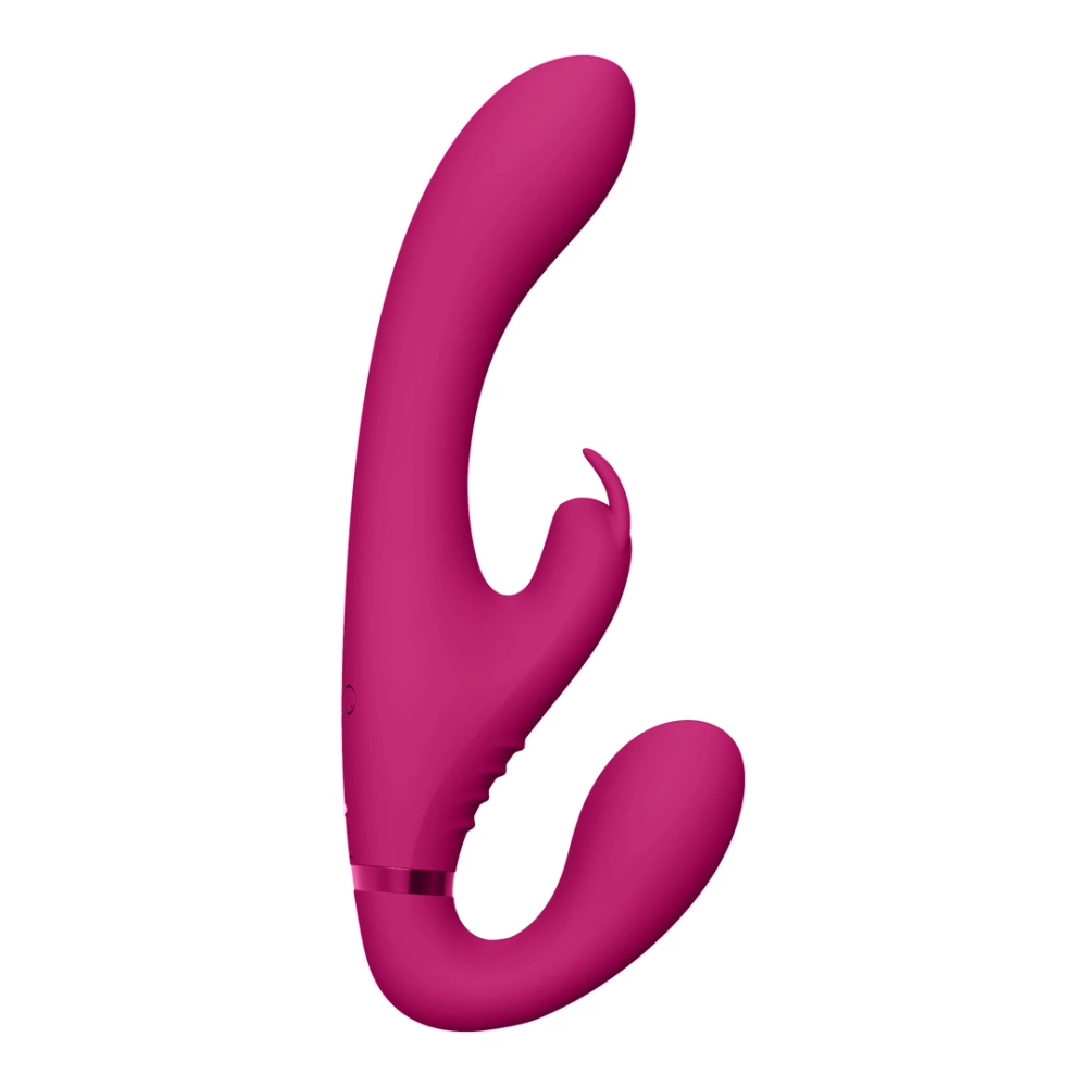 VIVE by Shots Suki - Vibrating Strap-on Rabbit bez naramenica - roza slika 4