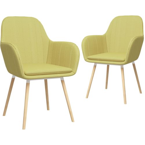 Blagovaonske stolice s naslonima za ruke 2 kom zelene tkanina slika 1