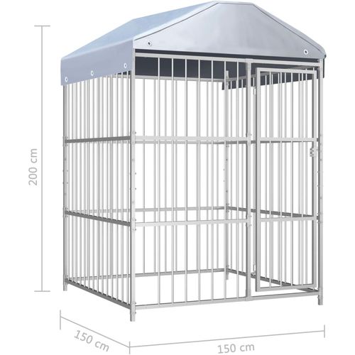 Vanjski kavez za pse s krovom 150 x 150 x 200 cm slika 5
