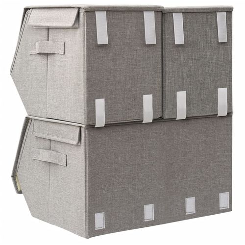 3-dijelni set složivih kutija za pohranu od tkanine sivi slika 14
