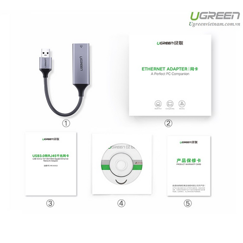 Ugreen USB 3.0 na Gigabit Ethernet adapter mrežna kartica - siva, u kutiji slika 2