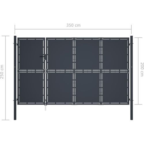 Vrtna vrata čelična 350 x 200 cm antracit slika 18