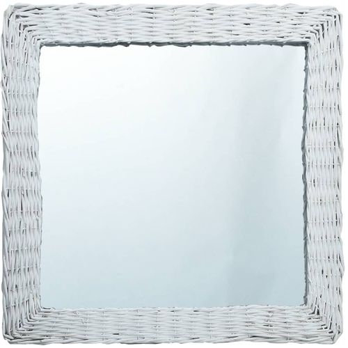 Ogledalo od pruća 50 x 50 cm bijelo slika 17