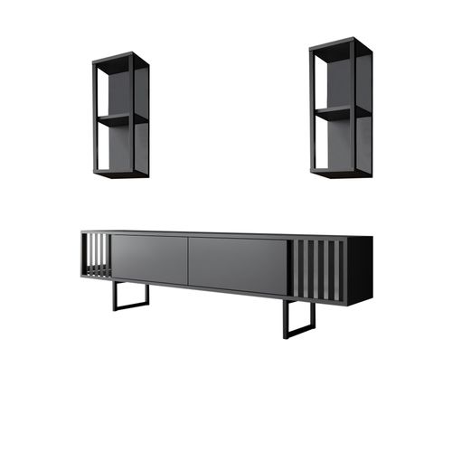 Woody Fashion Komoda za TV, Chrome Line - Anthracite, Black slika 6