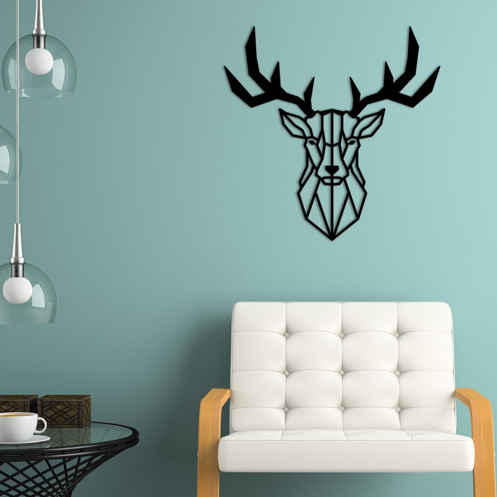 Deer2 Metalni Ukras - Crni Dekorativni Metalni Zidni Dodatak slika 3