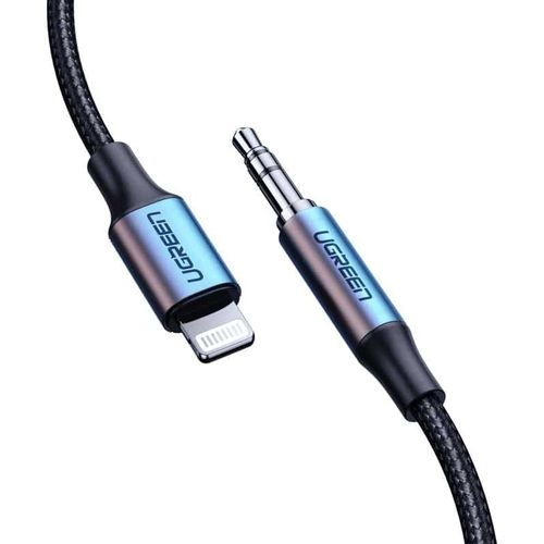 Ugreen - Audio kabel s aluminijskim omotačem (70509) - Lightning to Jack 3,5 mm, MFi certificiran, 1 m - crni slika 1