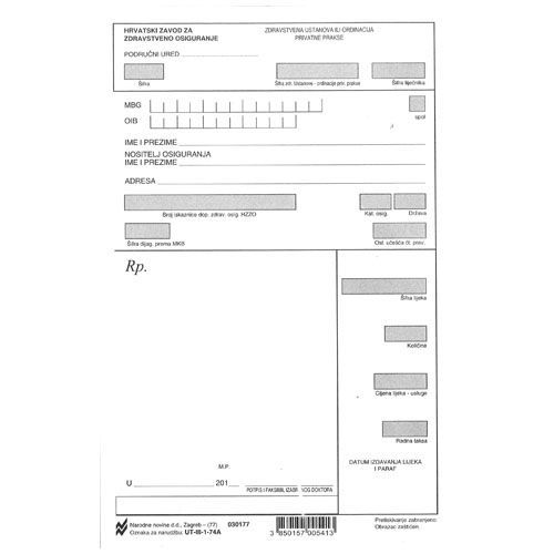 III-1-74/A RECEPT; Blok 100 listova, 13,5 x 20,6 cm slika 2