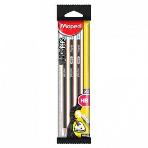 Grafitna olovka Maped, Black Pep's, HB, s gumicom, narančasta / siva, 3/1 blister slika 1