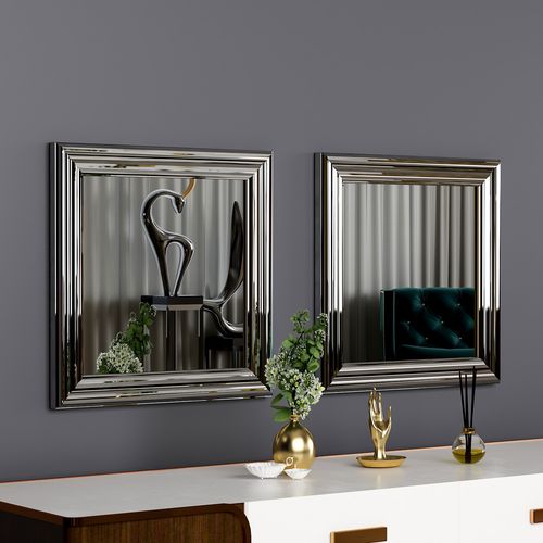 Woody Fashion Set ogledala (2 komada), Srebro, Bale - Silver slika 1
