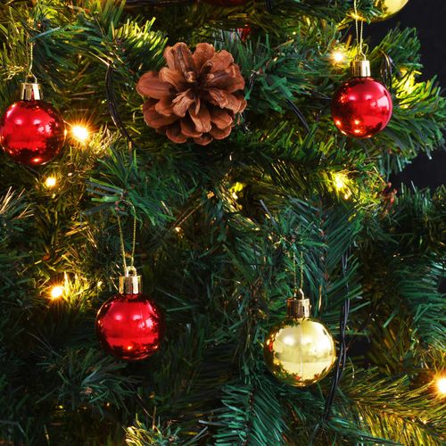 Umjetno božićno drvce s kuglicama i LED svjetlima zeleno 150cm slika 4