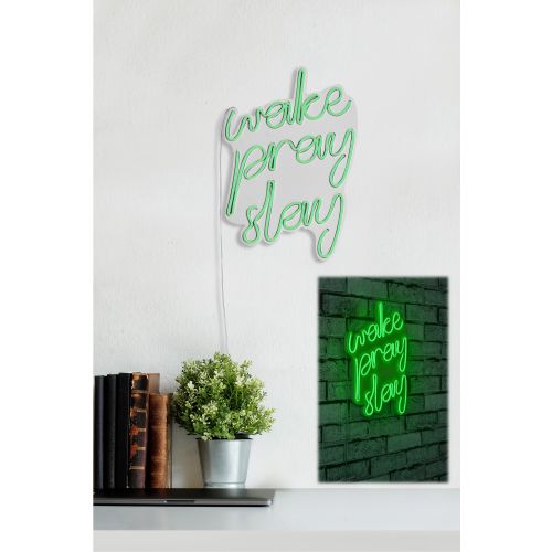 Wallity Ukrasna plastična LED rasvjeta, Wake Pray Slay - Green slika 3