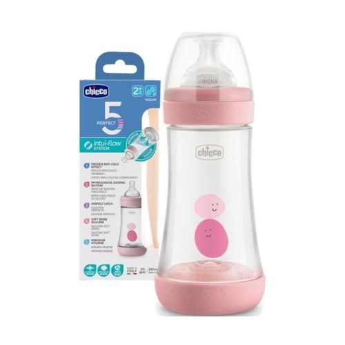 Chicco Plastična flašica PERFECT5 240ml 2m+ Roza slika 1