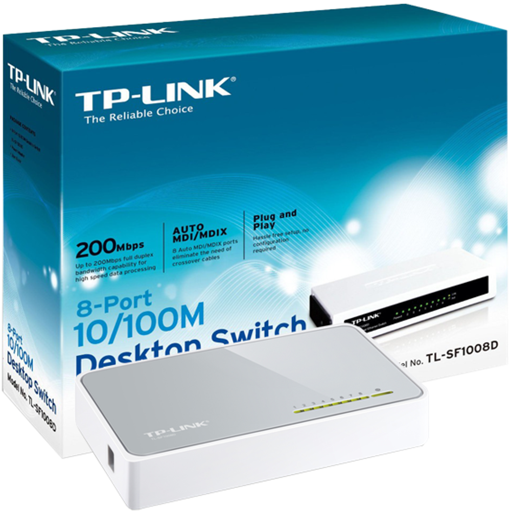 TP-LINK 8-Portni switch, 200Mbps, 10/100M - TL-SF1008D slika 1