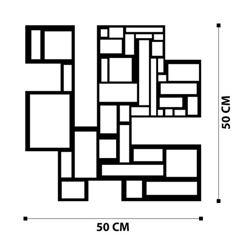 Dekorativni Metalni Zidni Ukras 'Squares' u Crnoj Boji slika 6