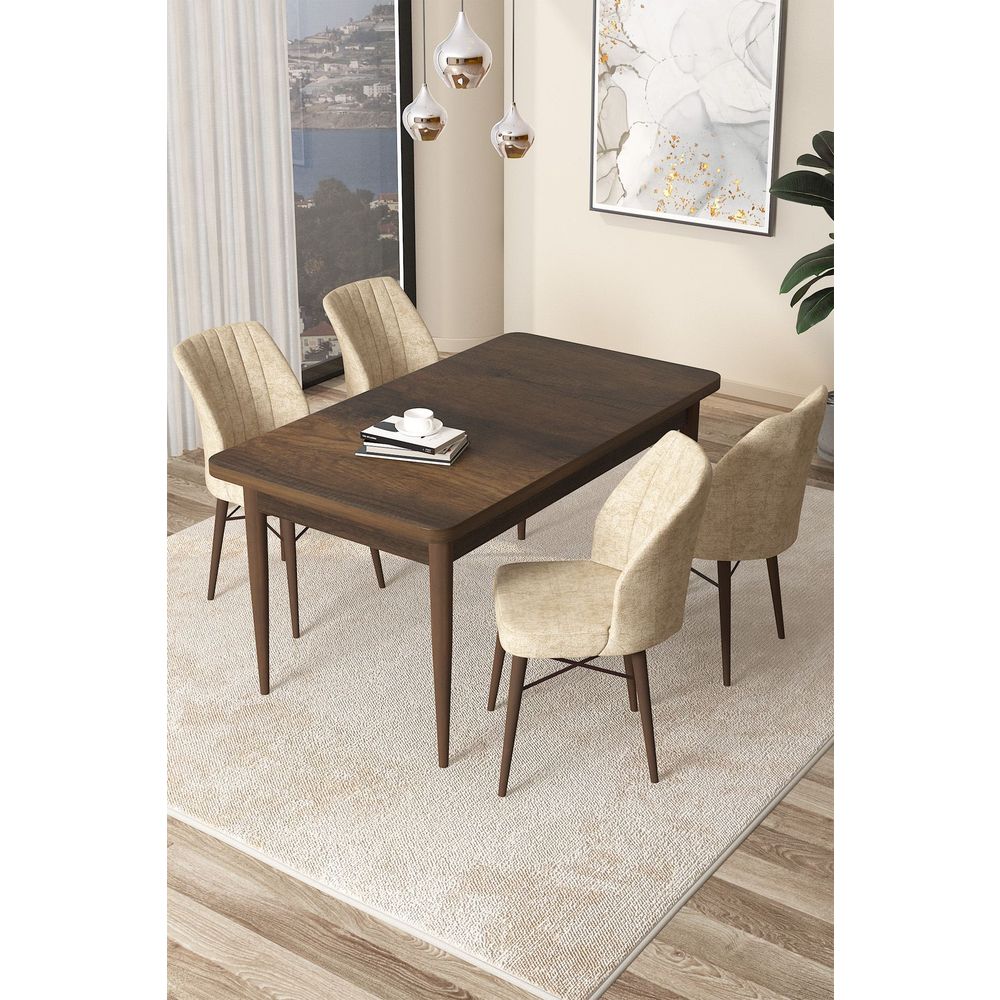 Arp - Baroque, Krema Barokni Set Trpezarijskog Stola i Stolica (5 Komada) slika 1