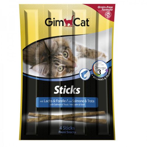 GimCat Sticks Poslastica za mačke Losos i Pastrva Grain Free, 4 kom, 40 g slika 1