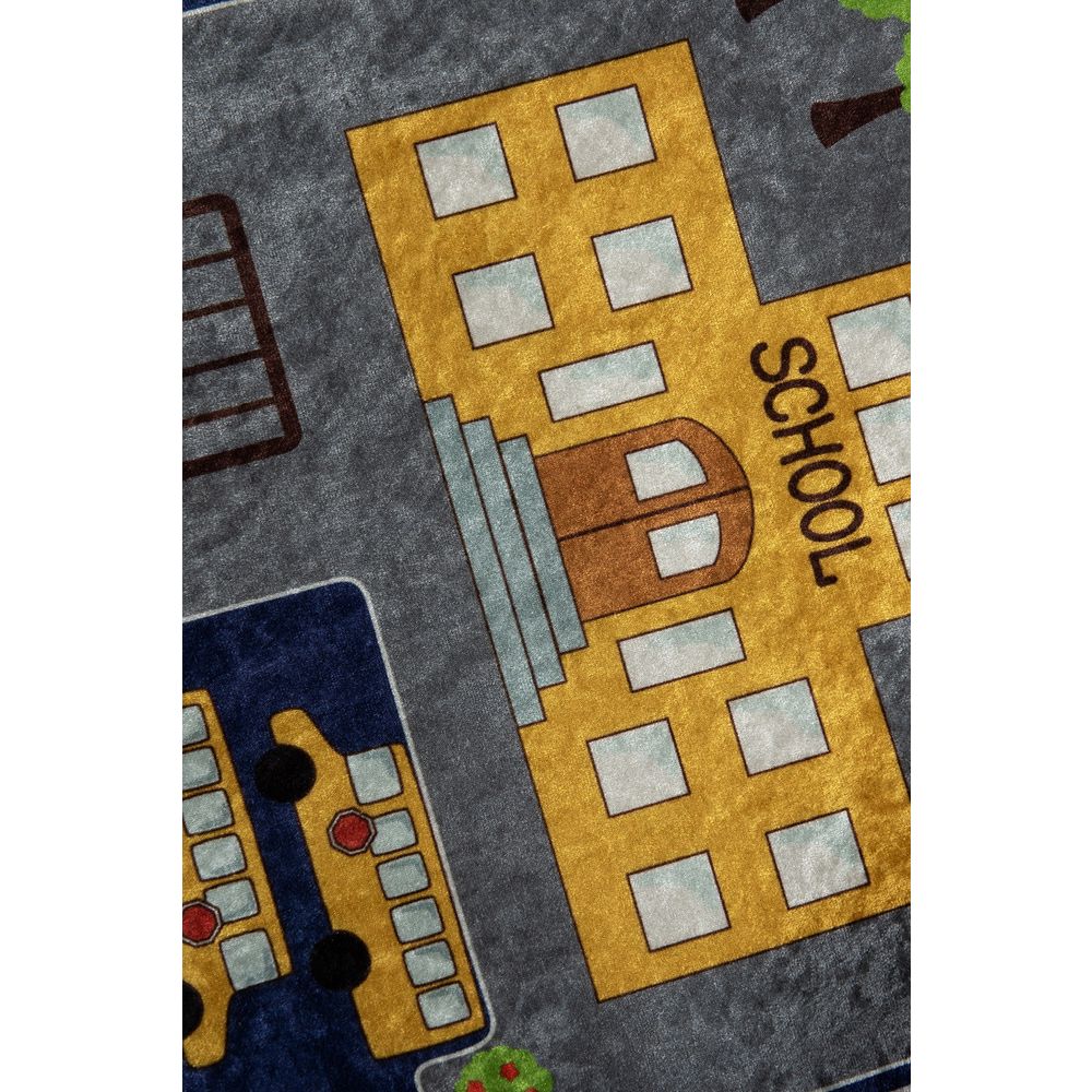 Tepih 'Small Town' - Sivi s Višebojnim Uzorkom (100 x 160 cm) slika 5