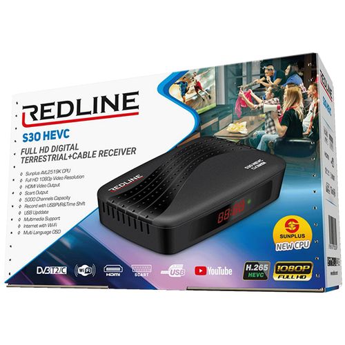 Redline S30 HEVC DVB-T2/C Prijemnik Full HD,H.265/HEVC, WiFi,Scart slika 2