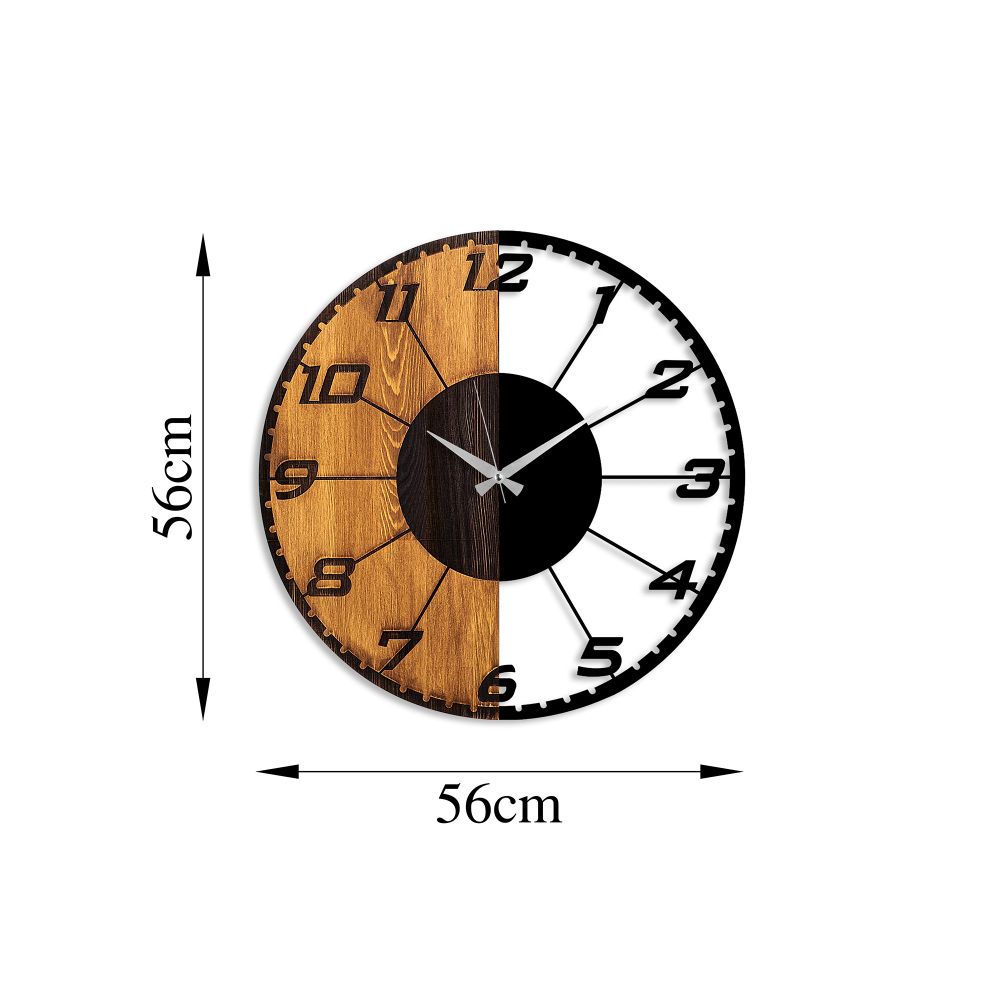 Decorative wooden wall clock Linear, colours: walnut, black slika 8
