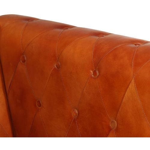 Dvosjed Chesterfield od prave kože žućkastosmeđi slika 33