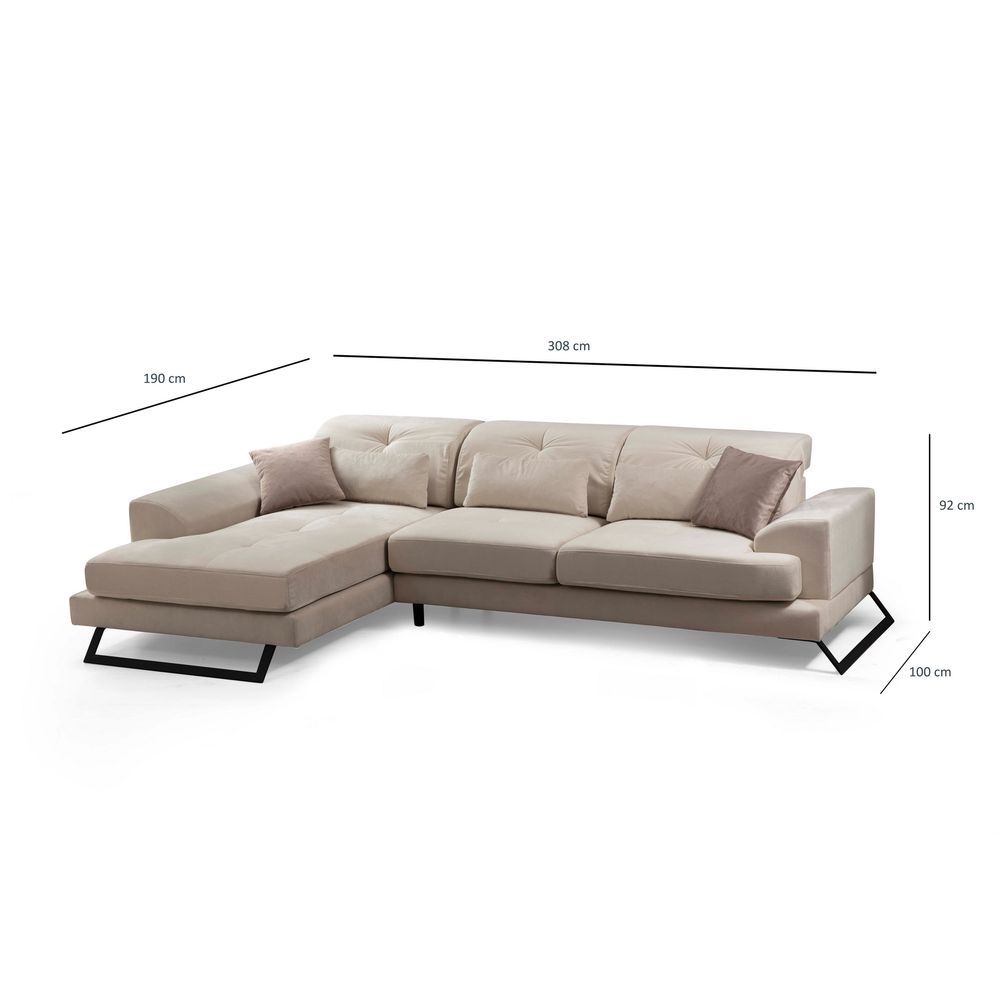 Ugaona Sofa Frido Lijevi Kut (Chl+3R) - Ecru Boja slika 14