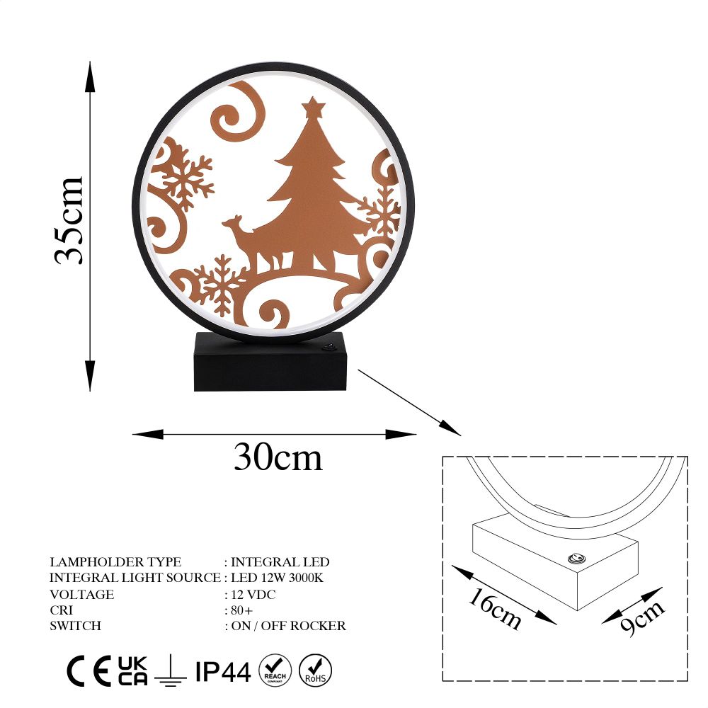 Crna bakarna stolna lampa XMAS3 slika 9