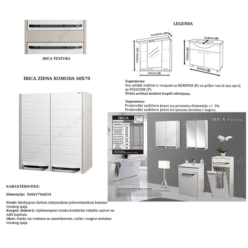 Ceramica Lux Ibica zidna komoda 60 x 70 slika 2