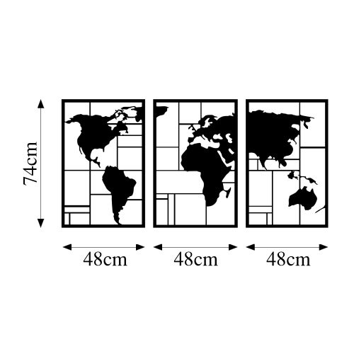 Wallity Metalna zidna dekoracija, World Map 3 slika 5