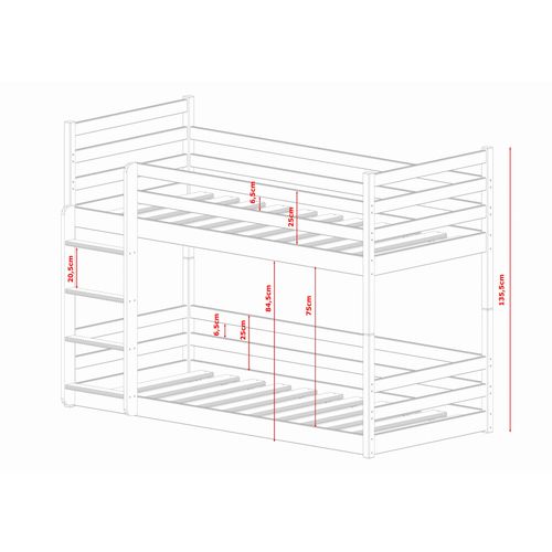 Drveni dječji krevet na kat Mini - bijeli - 160*80 cm slika 2