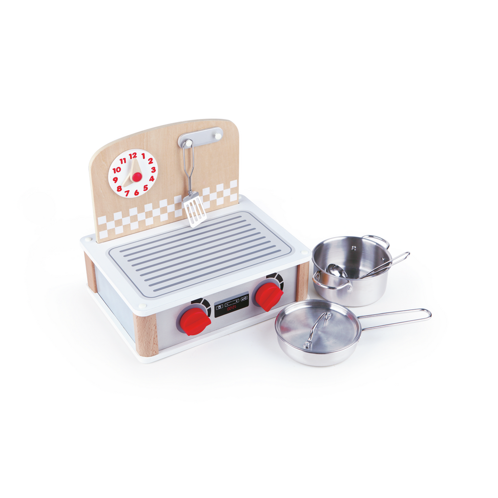 Hape Drveni šporet sa setom metalnog posuđa Kitchen & Grill Set E3151A slika 3