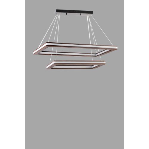 Lüx Bergama Büyük 2 Li Ceviz Ledli Avize 3 Renk Walnut Chandelier slika 2