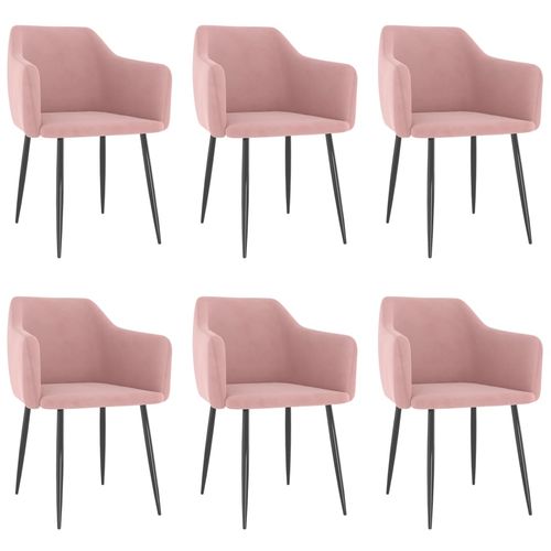 Blagovaonske stolice 6 kom ružičaste baršunaste slika 15