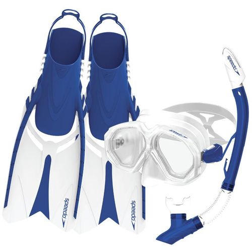 Speedo Set za ronjenje SPEEDO LEISURE AU DUAL LENS AND FINS SET CLEAR/CHROMABLUE slika 1