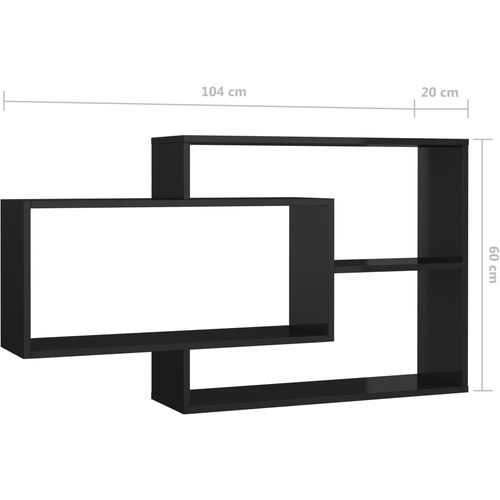 Zidne police visoki sjaj crne 104 x 20 x 58,5 cm od iverice slika 30