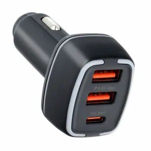 PAVAREAL auto punjač Type C PD 20W + 2x USB 4.8A PA-CC65 crni