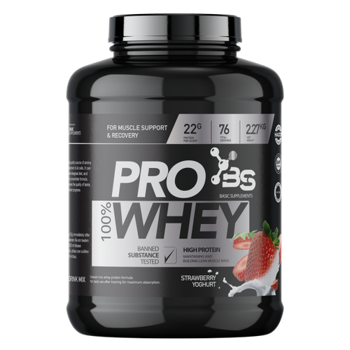 100% PRO WHEY 2.27KG BASIC SUPPLEMENTS -  Strawberry Yoghurt slika 1