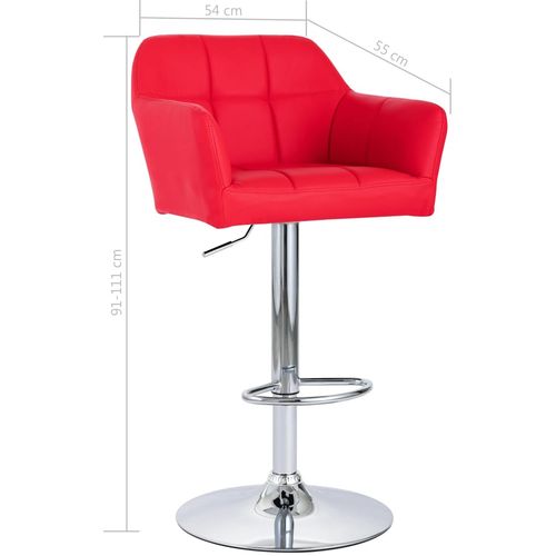 Barska stolica od umjetne kože s naslonom za ruke crvena slika 25