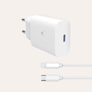 KSIX, putni punjač lightning, 30W PD, Type C na lightning kabel, bijeli