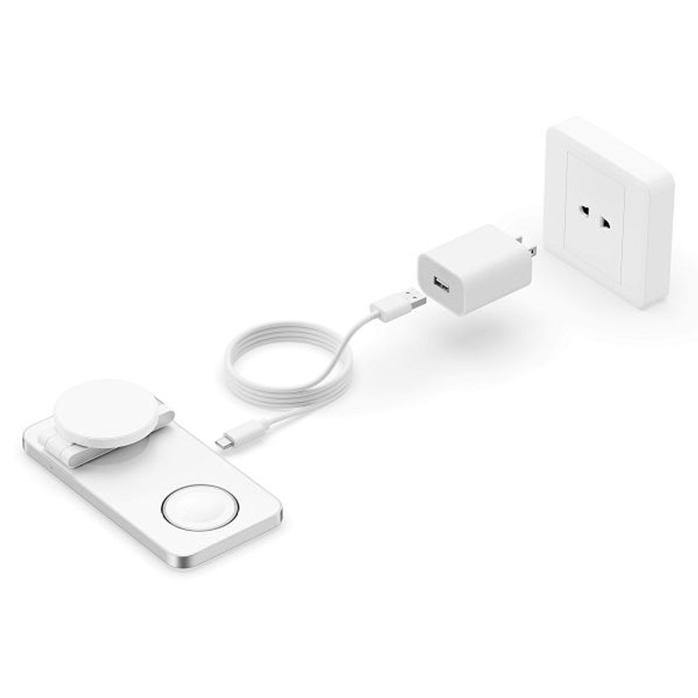 MAXMOBILE BEŽIČNI PUNJAČ YM-T8 PD MagSafe, SET 3U1 bijeli slika 4