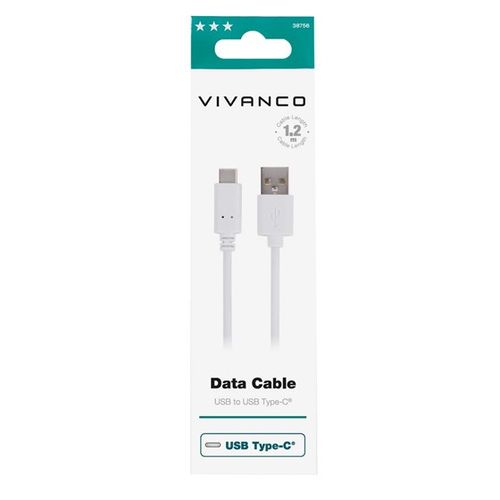 Kabel VIVANCO 38756, Type-C, do 18W, 1.2m, bijeli slika 1