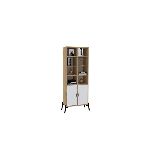 Woody Fashion Polica za knjige, Lido - Sapphire Oak, White slika 3