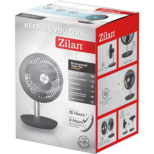 Zilan Ventilator stolni, punjivi, USB - ZLN4000 slika 2