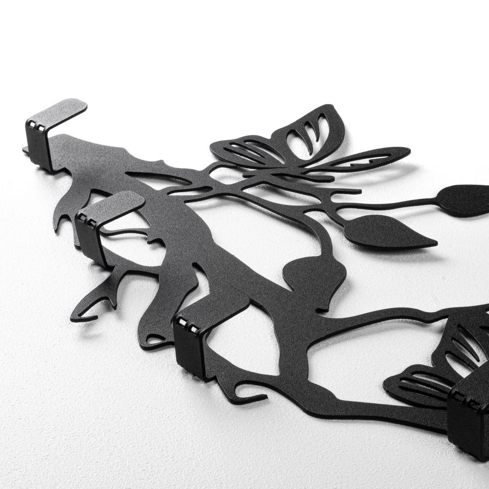Metalni Zidni Vješalica 'Butterfly World' u Crnoj Boji slika 6