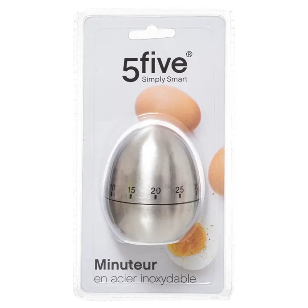 Five kuhinjski sat za jaje, 6,1x7,6 cm, inoks, srebrni slika 1