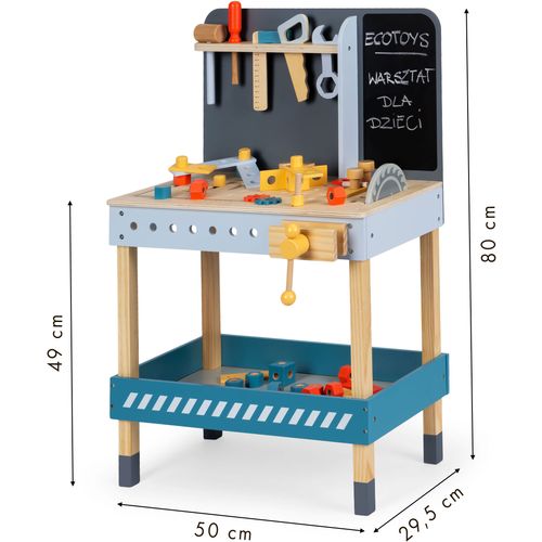 EcoToys ESC-W-033 drvena dječja radionica s alatima 47 elemenata slika 5