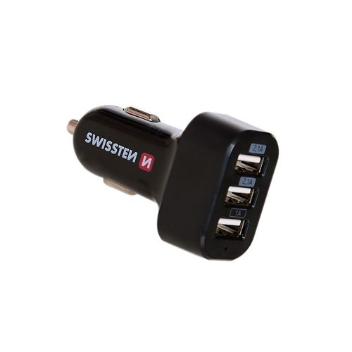 SWISSTEN punjač za auto, 3xUSB, 5.2A, 12-24V, crni slika 2