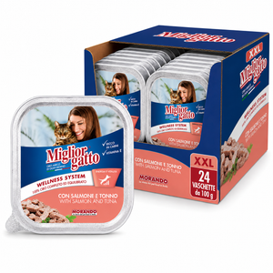 Miglior hrana za mačke u alu posudi, Losos i Tuna, 24x100 g, XXL